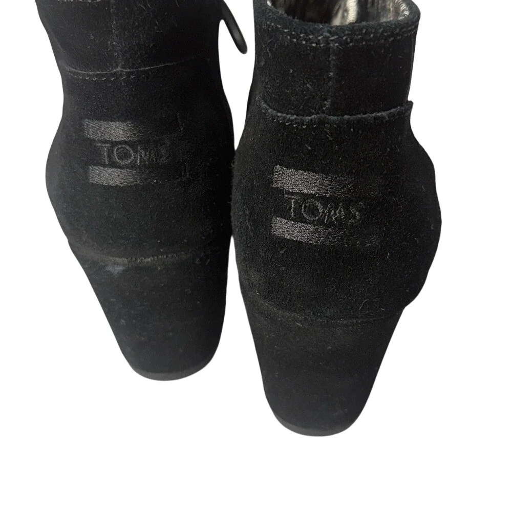 Toms Women's Black Suede Wedge Boots Size 10‎
